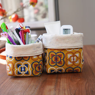 刺绣布艺笔筒文艺化妆眉笔筒文具收纳大容量桌面收纳ins风