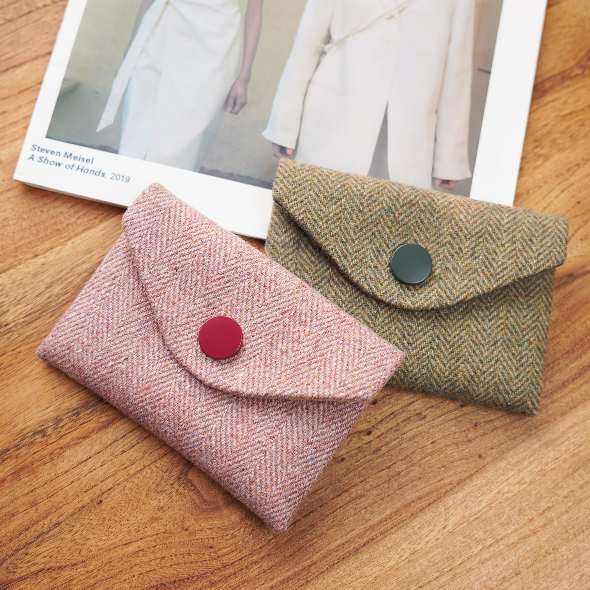 原创毛呢一片式多功能迷你卡包