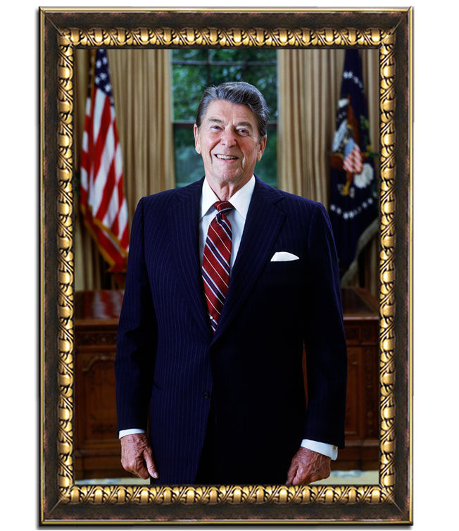 有框装饰画挂画画像广告画著名政治家美国总统里根办公室书房装饰