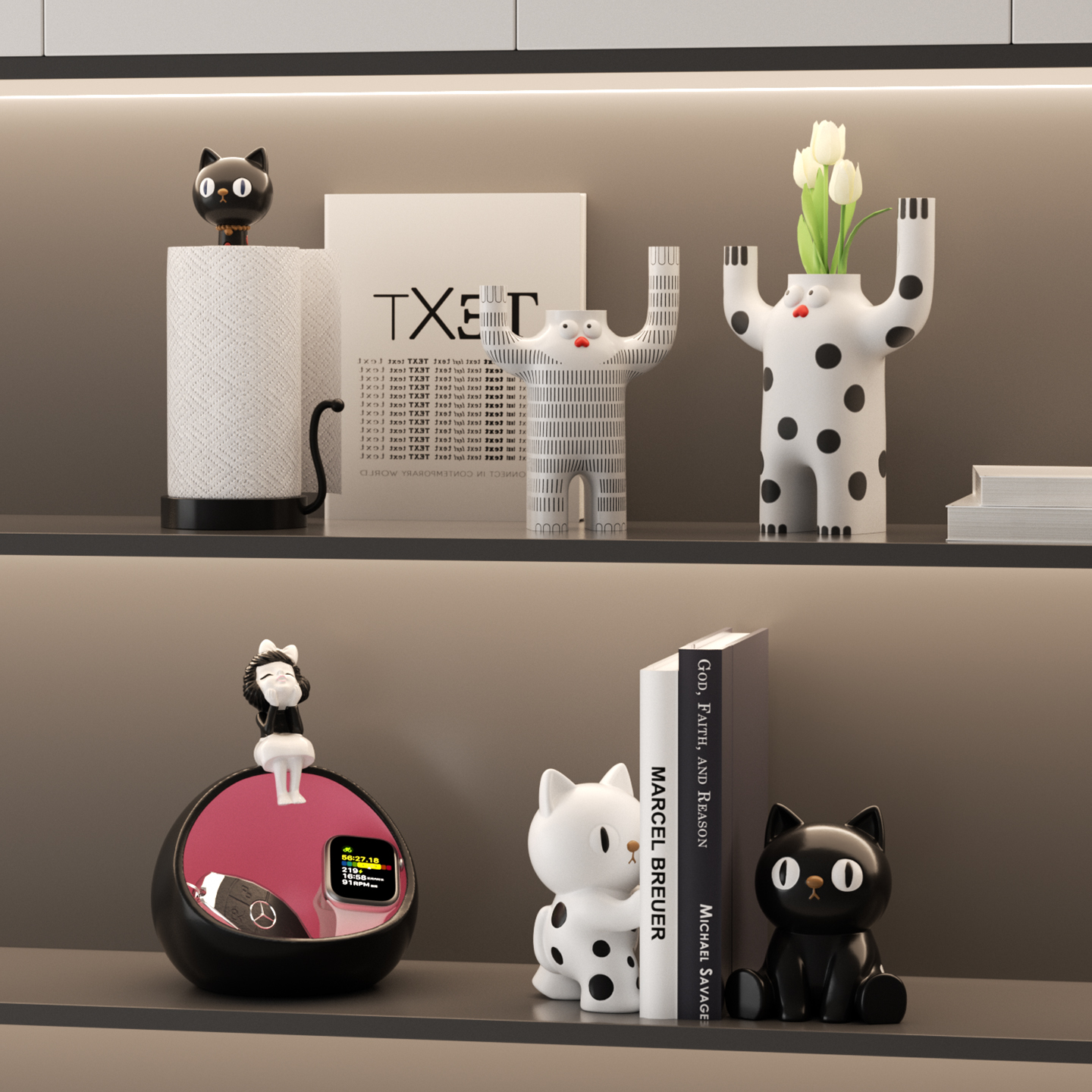 奶油风办公室书柜高级感艺术摆件客厅玄关电视酒柜小众摆设装饰品