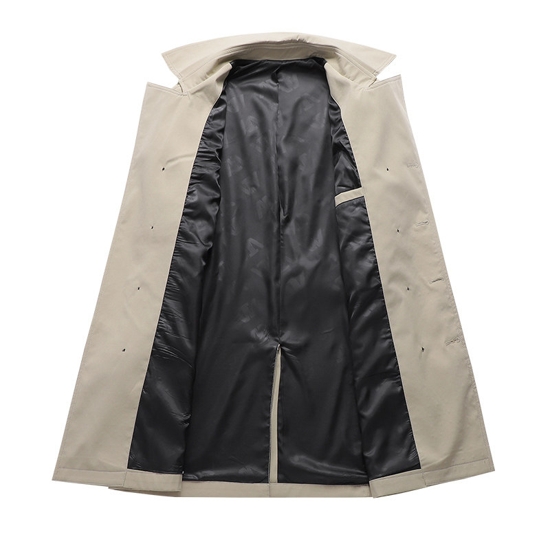 FUGUINIAO WINDBREAKER SPRING AND AUTUMN NEW MENS 2024 BRITISH STYLE MID-LENGTH DOUBLE-BREASTED TOP MENS SPRING COAT TIDE