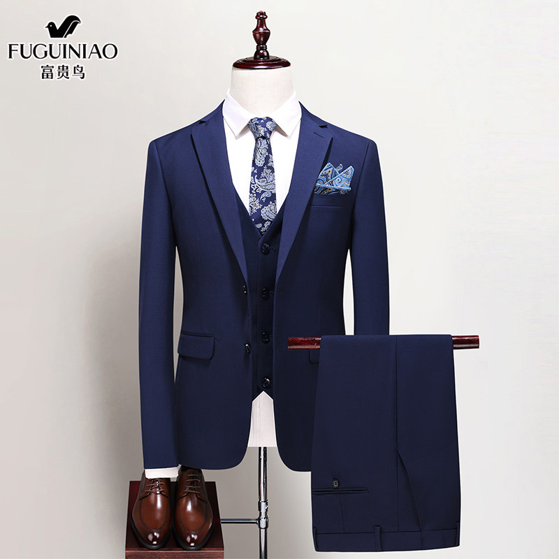 FUGUI BIRD SUIT MENS SUIT BUSINESS FORMAL WEAR WEDDING GROOM DRESS GROOMSMAN MENS YOUTH KOREAN VERSION HIGH-END SUIT