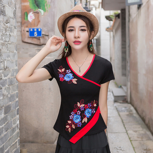 包邮2023广场舞服装上衣夏季短袖跳舞蹈拉丁舞衣服中老年女T恤
