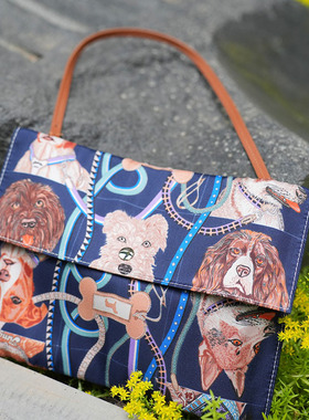 伙伴 丝绸印花休闲手提包斜跨通勤信封包真丝腋下包袋子