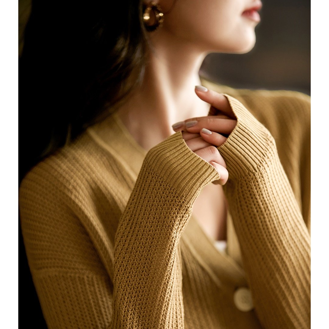 XELON优雅桑蚕丝亚麻针织开衫女2025冬季领亲肤柔软外套潮