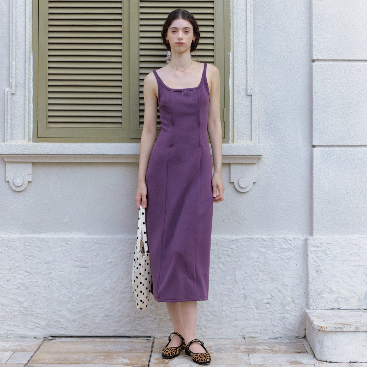 Te by frigidOrg 25秋冬新品 法式方领绣花鱼骨背心连衣裙/吊带