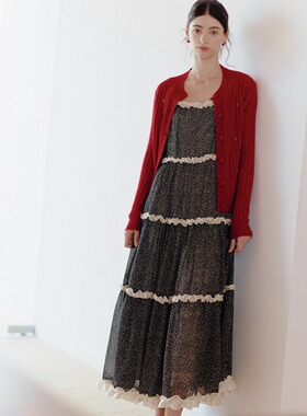 Te by frigidOrg 25秋冬新品 法式波点撞色连衣裙/撞色抹胸背心