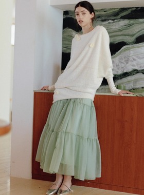 Te by frigidorg 25秋冬新品 蓬蓬纱拼接长半裙秋日氛围感