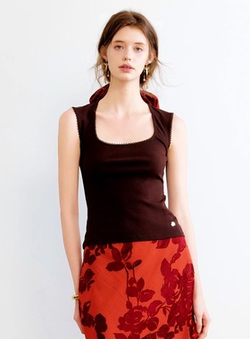 Te by frigidOrg 25夏日新品 蕾丝边方领棉质背心 法式纯欲感显瘦