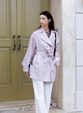 Te by frigid.Org 26早春系列 珠光感荷叶袖短风衣小众设计感大衣