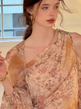 Te by frigidOrg 25春夏 落日玫瑰不规则露肩上衣 辣妹波嬉风