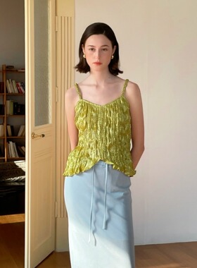 Te by frigidOrg 24春夏新品 褶皱奶油纱编织吊带背心