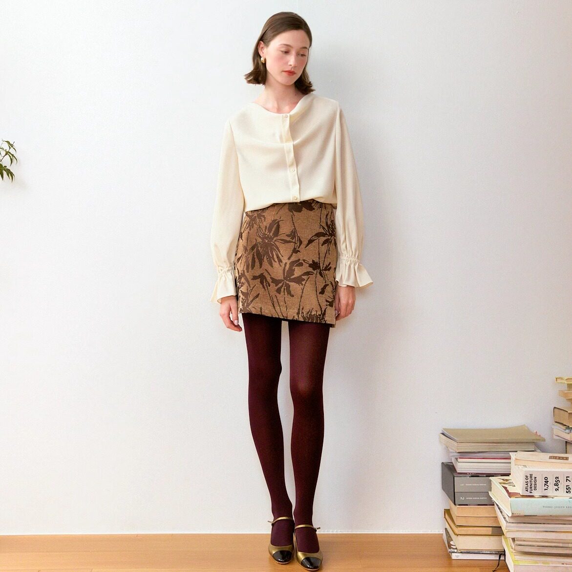 Te by frigidOrg 24秋冬新品 复古植绒提花短半裙 浪漫嬉皮士短裙