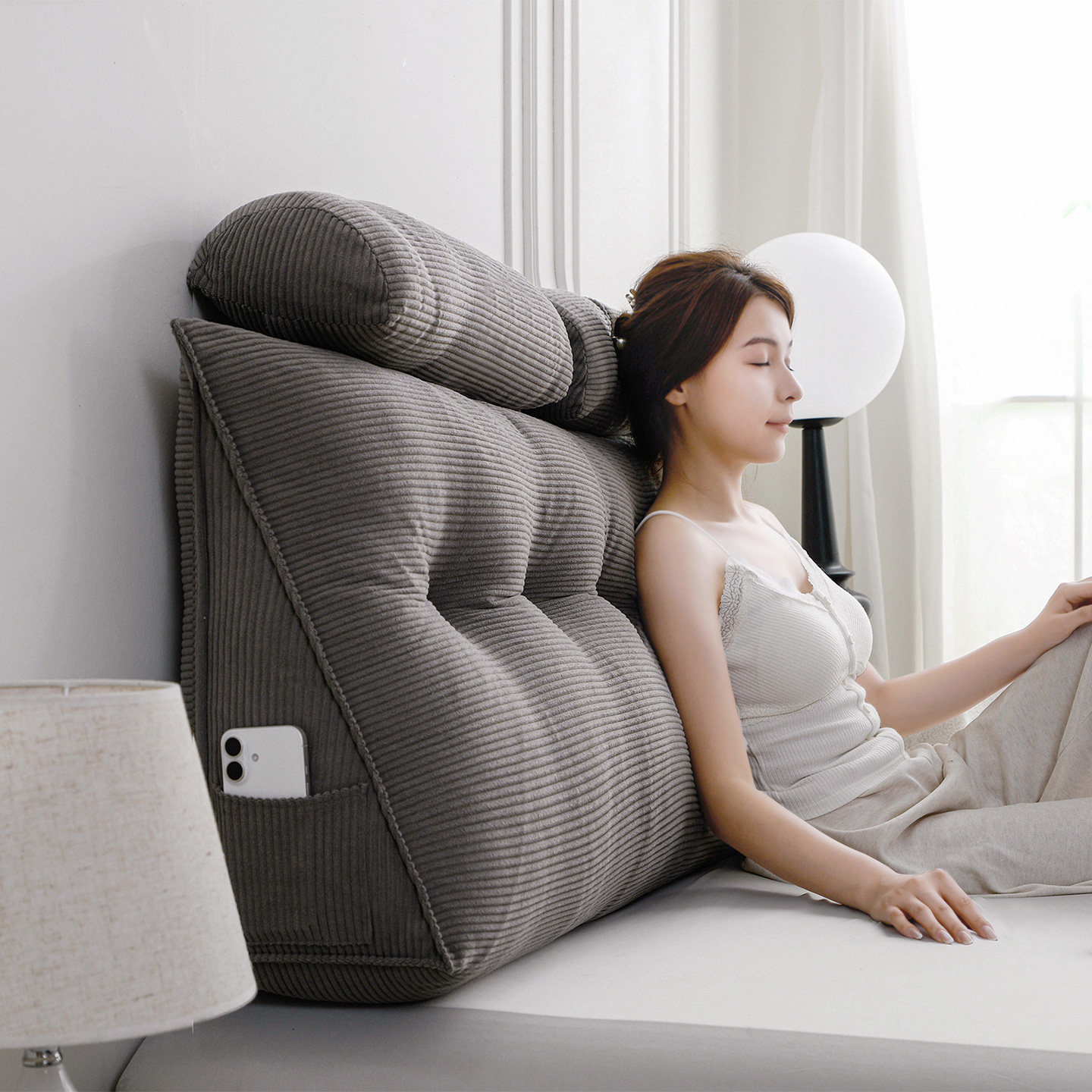 双人床头板软包三角靠垫抱枕榻榻米靠枕腰枕沙发靠背床上大号护腰