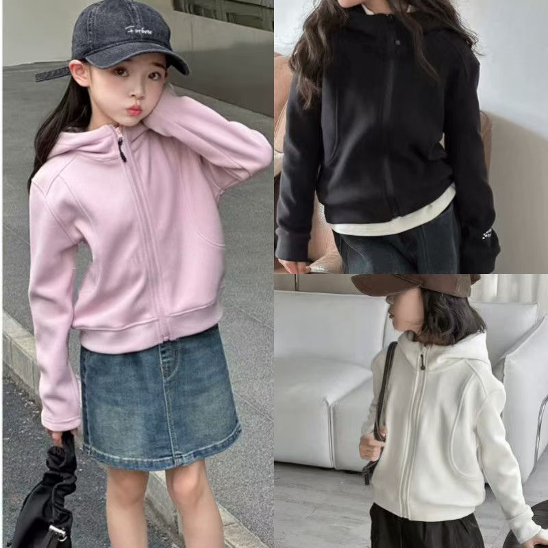 女童春秋季外套童装新款女孩冬季校服内搭儿童打底衫修身连帽潮牌