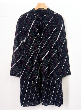 R家正品折扣 领口系带格子碎花连衣裙RCOW88702B