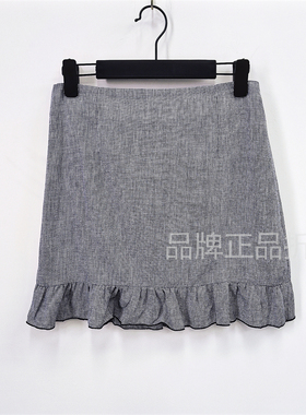 E家正品折扣 学院风千鸟格子短裙鱼尾半身裙EEWH82504D