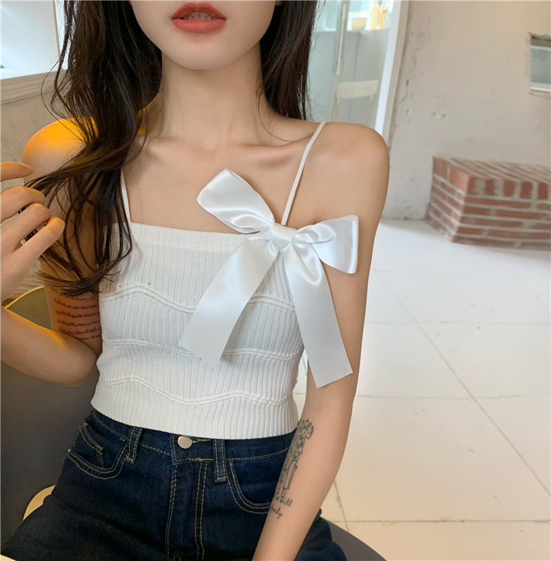 Real shot and real price Korean design feeling bow detachable vest with suspender