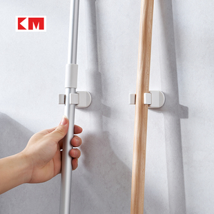 KM689拖把挂钩免打孔壁挂卫生间挂扫把神器强力粘胶直杆拖布挂夹