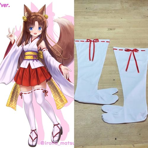 萱墨阁定制cosplay高筒60厘米动漫周边分趾袜足袋蝴蝶结袜子