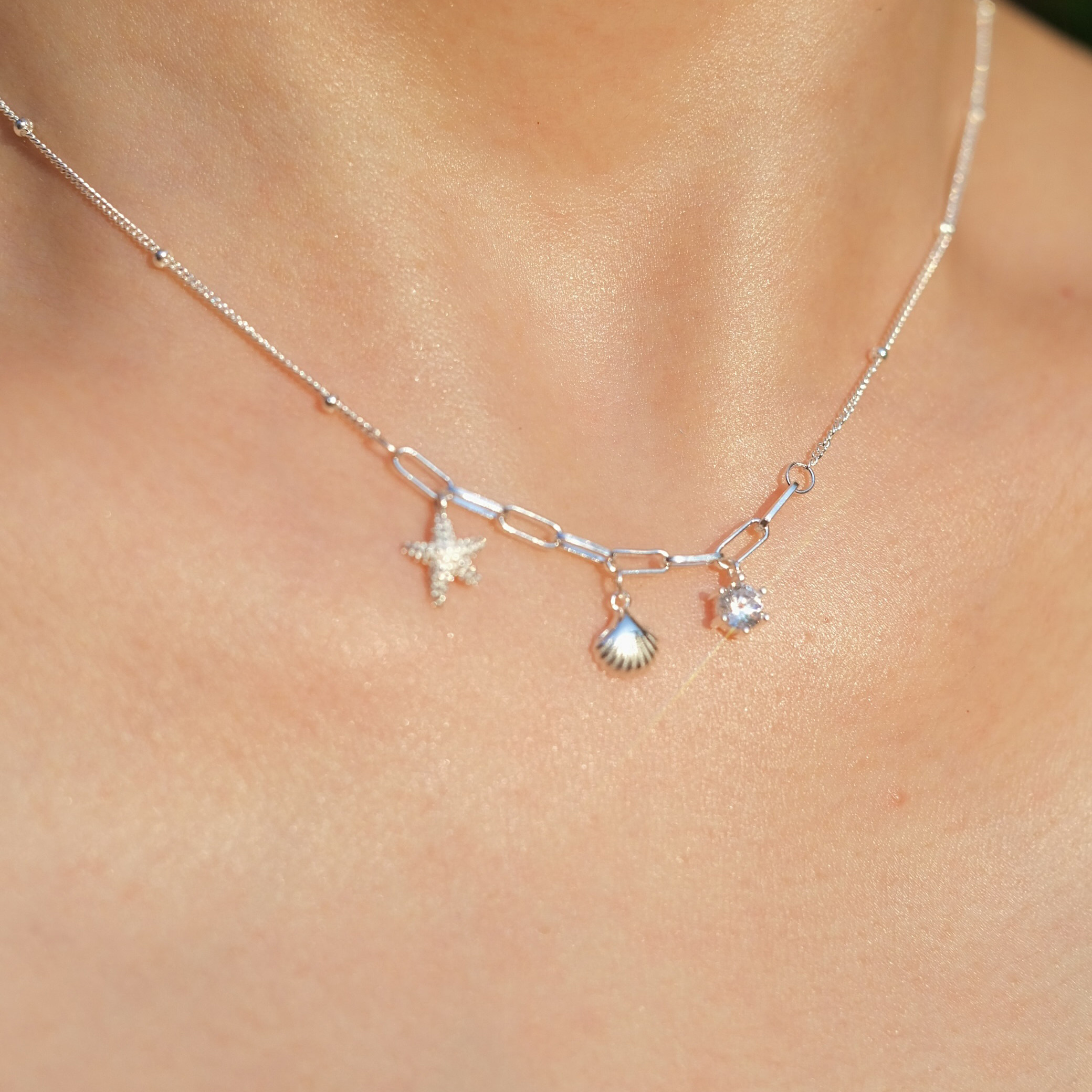 《去海边吧》通体925纯银轻奢小众高级感贝壳项链锁骨链2024新