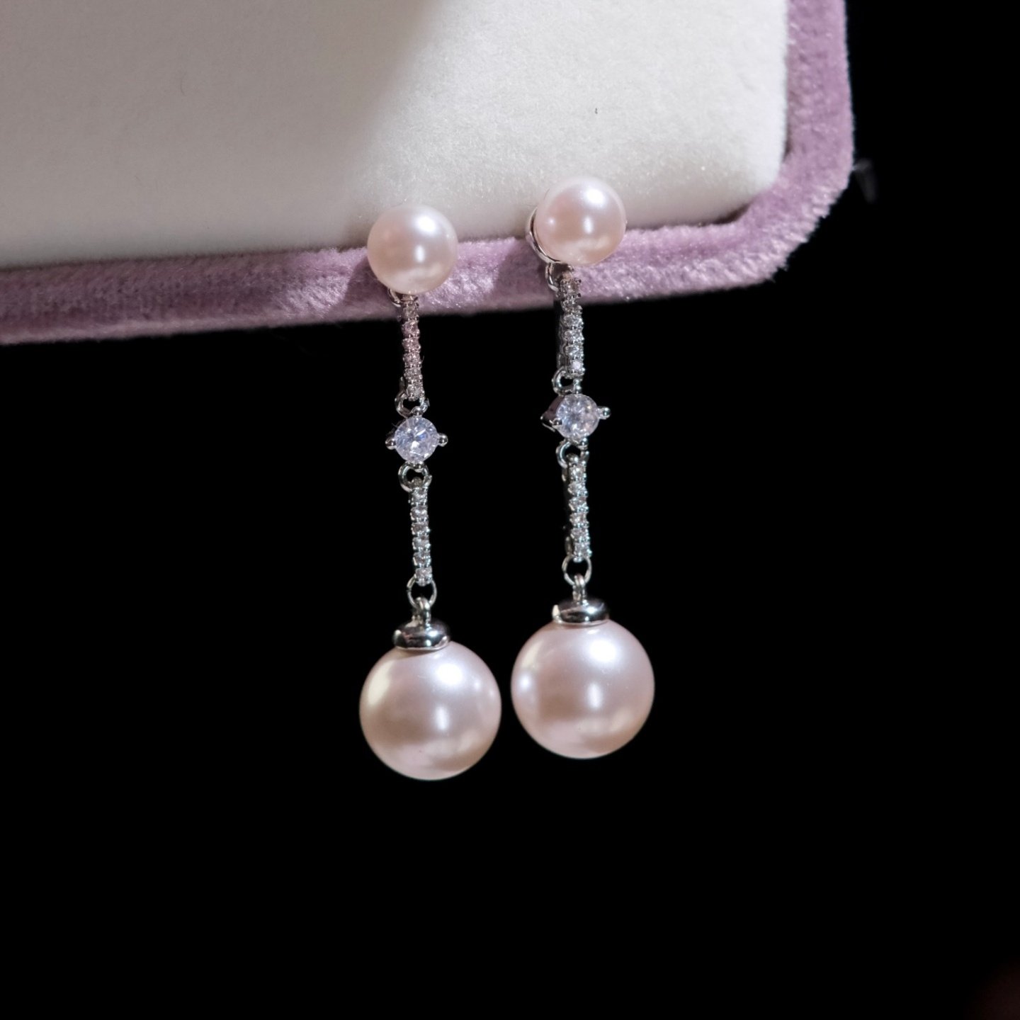 《天鹅堡》复古优雅宫廷风曼塔玫瑰珍珠精致水滴长款耳环耳夹耳饰