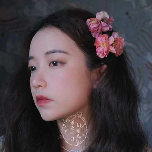 彩色褶皱仿真立体花朵边夹发夹
