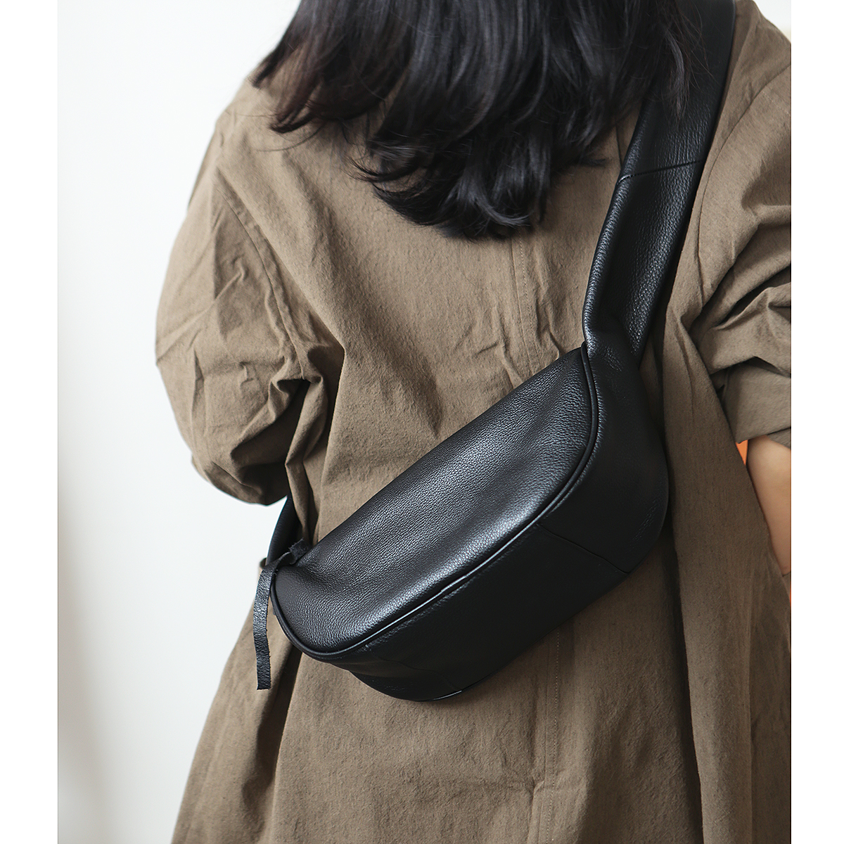 布谷森林女士真皮百搭潮质感头层牛皮小众单肩斜挎包软皮包B507