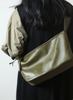 布谷森林女士羊皮配高支尼龙布斜挎包慵懒风轻便百搭休闲女包B508