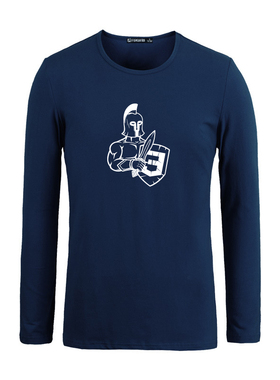 范品社 CSS 3 古罗马战士盾牌前端三剑客程序猿  男款纯棉长袖T恤