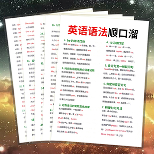 英语语法顺口溜+语法体系知识大全初中小学背诵口诀公式思维卡片