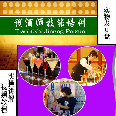 花式调酒视频教程U盘 调酒师新手入门鸡尾酒制作教学酒水知识