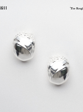 Limb掠目·原创设计The Rough Heart肌理共振宽面厚镀925银耳钉女