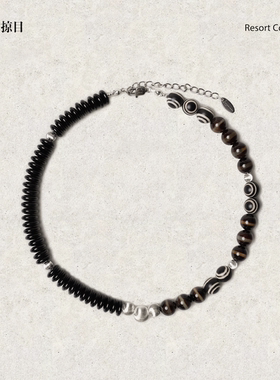Limb掠目·度假月夜礁石藏族玛瑙天珠手工串珠项链原创设计