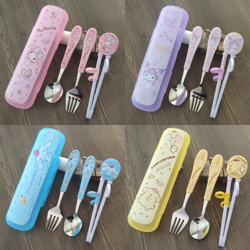 三丽鸥酷洛米大耳狗儿童餐具宝宝练习筷304不锈钢勺叉子餐具盒装,餐饮具,叉/勺/筷套装,淘宝优惠券,粉丝福利购,淘宝优惠卷