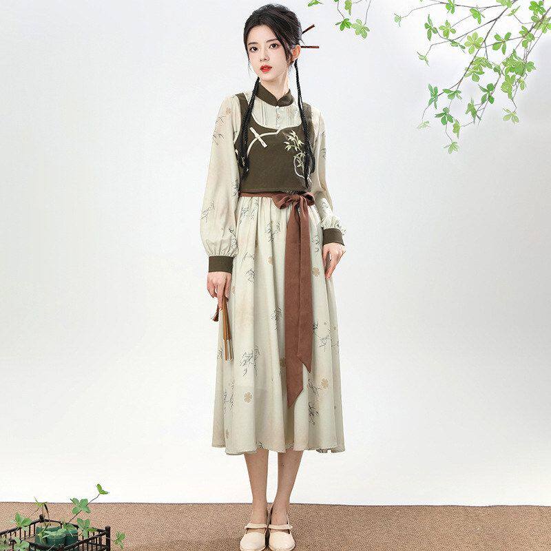 清仓新中式改良汉服连衣裙套装