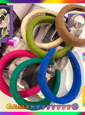 Gallery韩国复古风bv绿色圈圈发箍2022秋冬羊羔毛ins海绵发卡