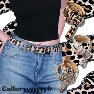 Gallery欧美豹纹马毛腰带女美式 辣妹蛇纹皮带 ins风小众百搭牛仔裤