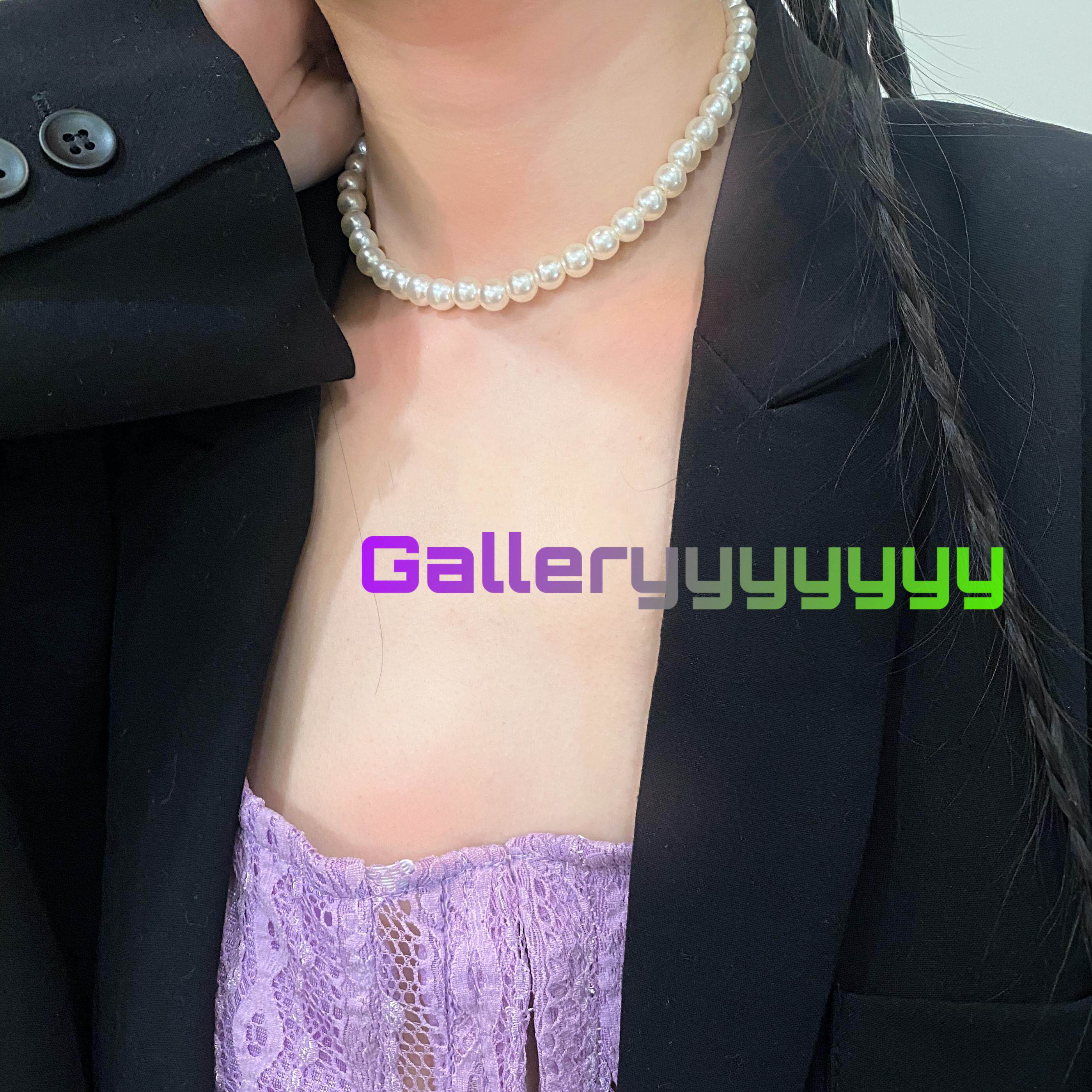 gallery法式珍珠女孩轻奢小众复古ins简约三层珍珠项链女锁骨链