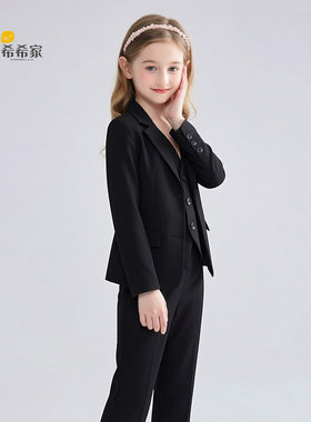 女童黑色小西装套装花童礼服