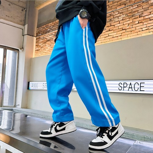 天蓝色校服裤一道白杠春秋冬裤子