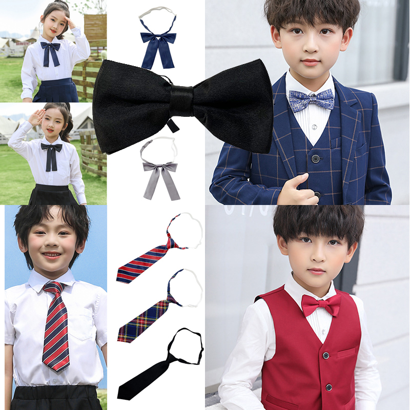 儿童领结徽章男童酒红色宝宝领带英伦小孩小学生表演出蝴蝶结领花
