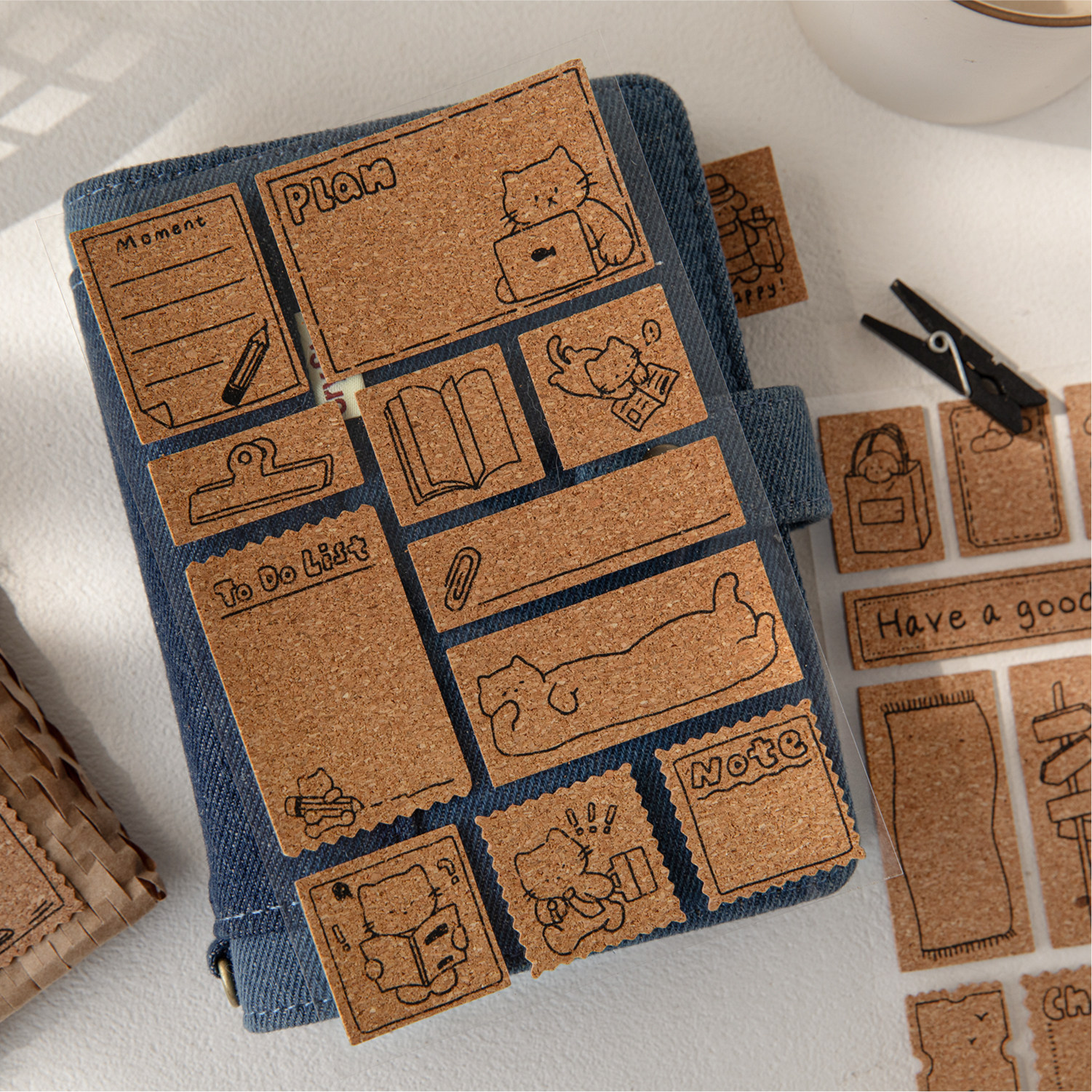 生活小标签软木纹可书写装饰贴纸