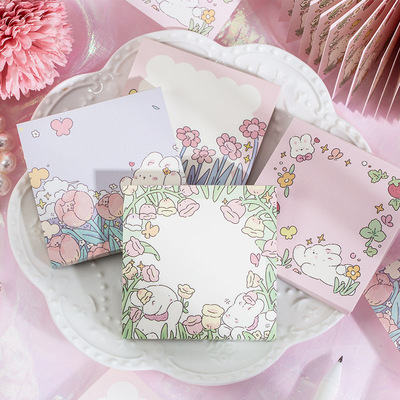 春日花园花朵小兔子可爱便签纸