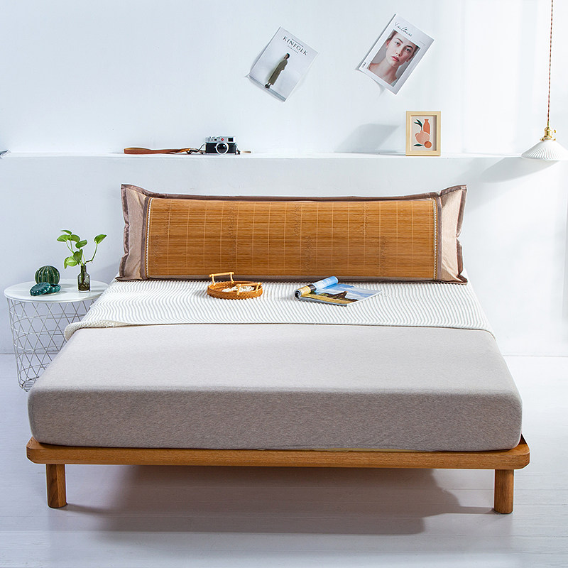 夏季双人枕头套凉席长枕套1.2米1.5m1.8竹席藤席情侣枕头席片双面