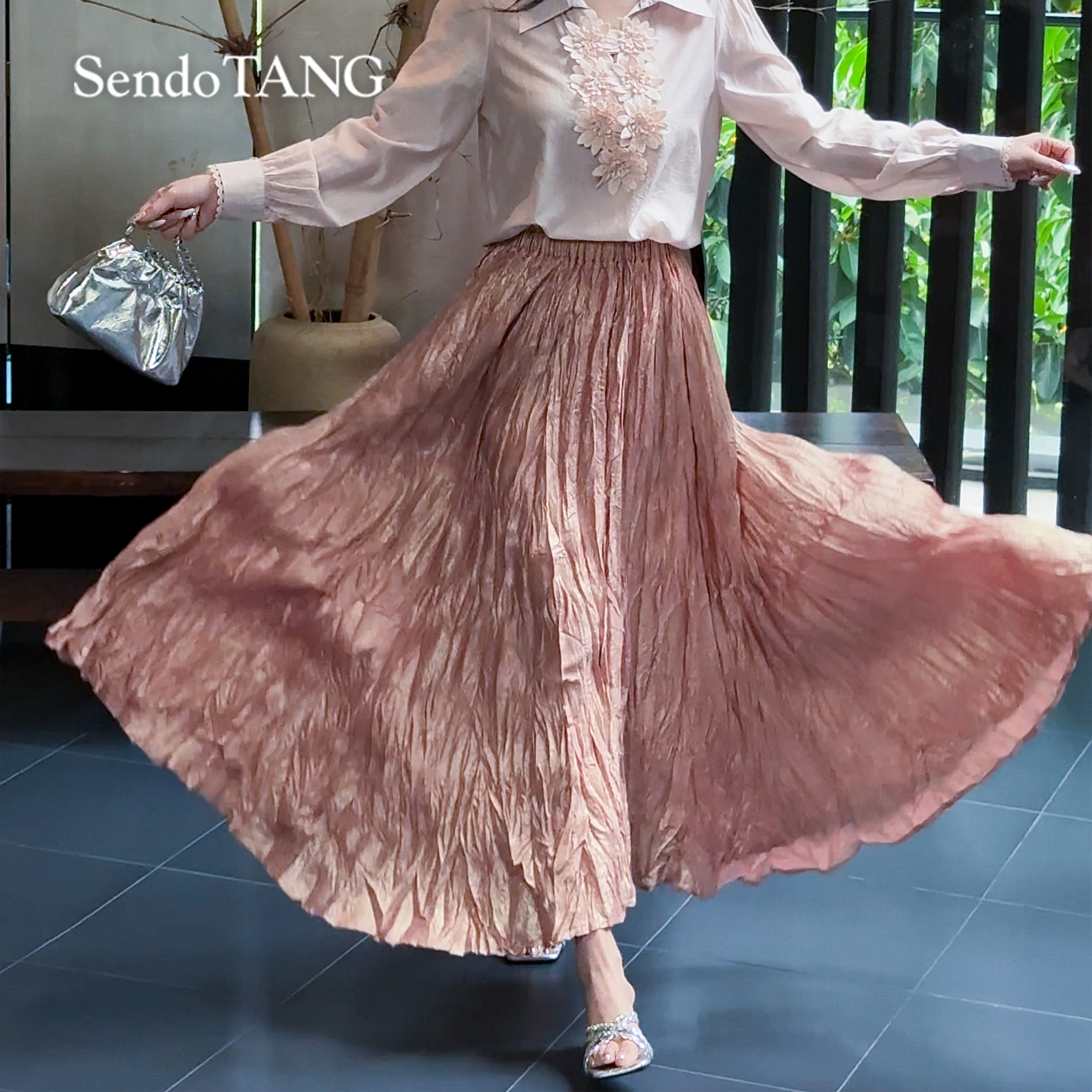 现货裙摆超大【烟岚】胖多女装夏季新款休闲高级感高腰半身裙