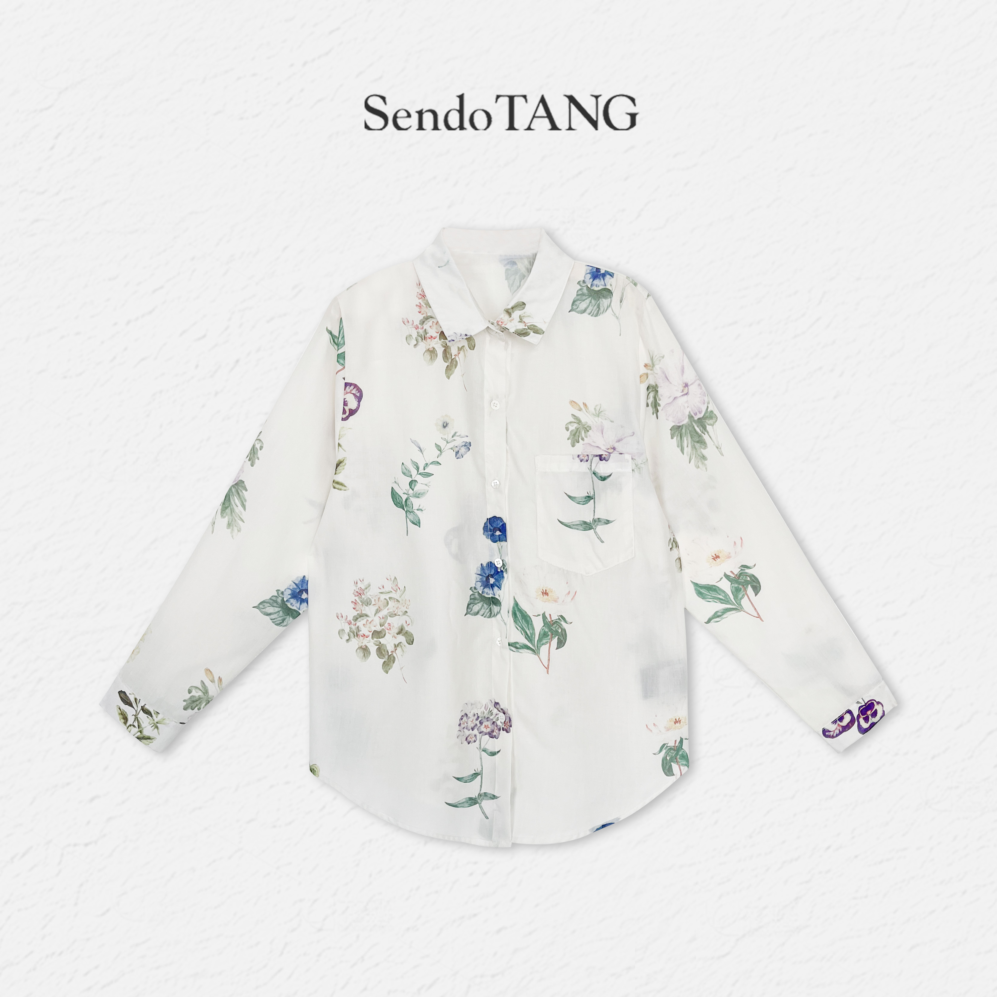 港风浪漫【海岛花事】胖多女装春款新款时尚高级感百搭长袖衬衫