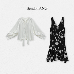 连衣裙套装 漂亮时刻 胖多女装 法式 套装 衬衫 百搭时尚 温柔灯笼袖