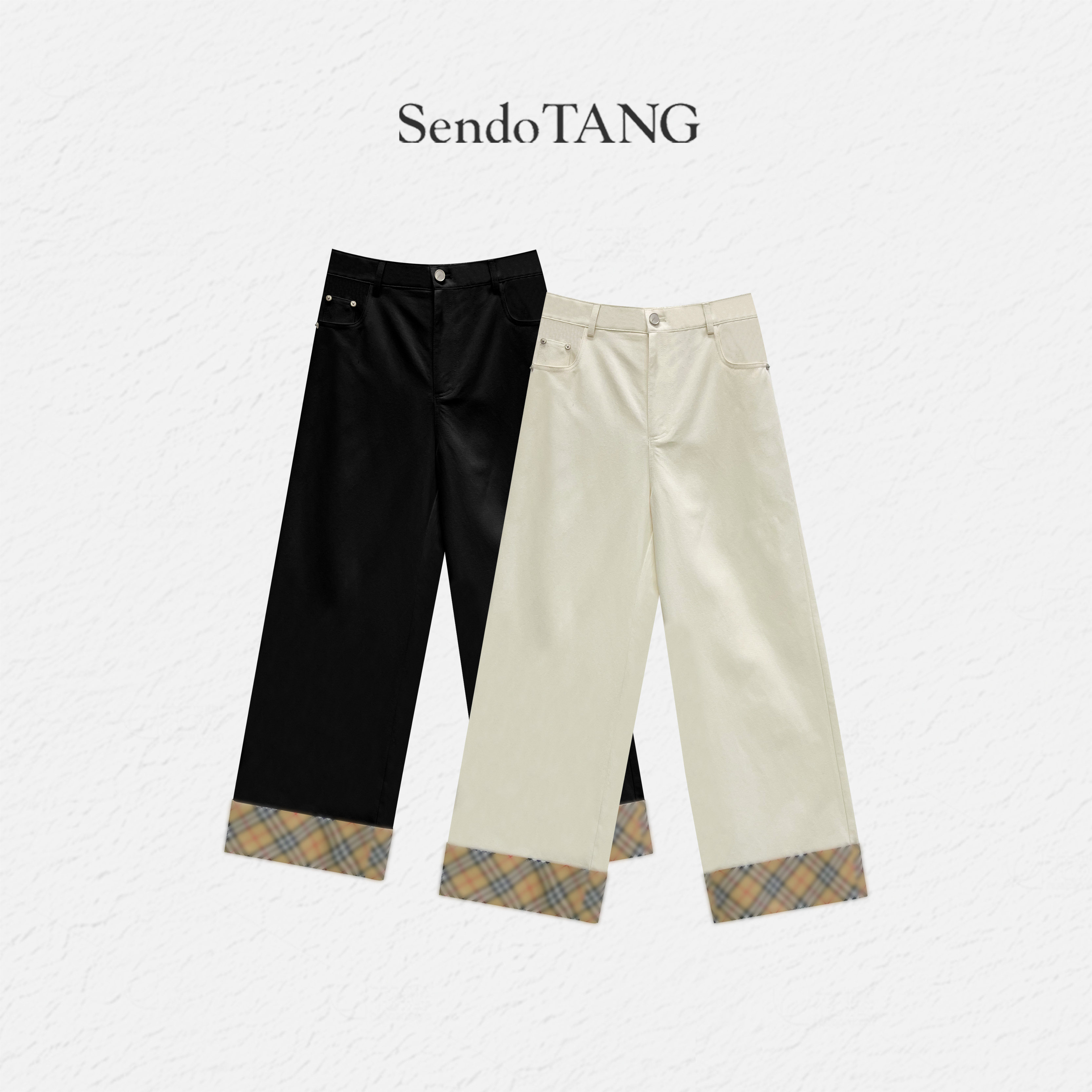 格纹长裤复古英伦风遮肉显瘦高级设计感高腰【费城落日】大码女装,女装/女士精品,大码裤装,淘宝优惠券,粉丝福利购,淘宝优惠卷