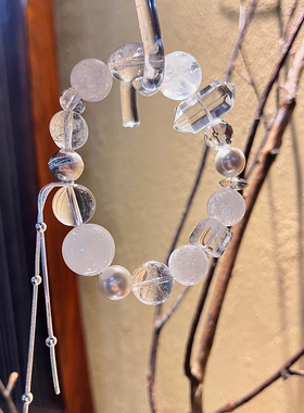 天然白兔毛白水晶手链女款时尚饰品礼物送女友闺蜜生日礼物